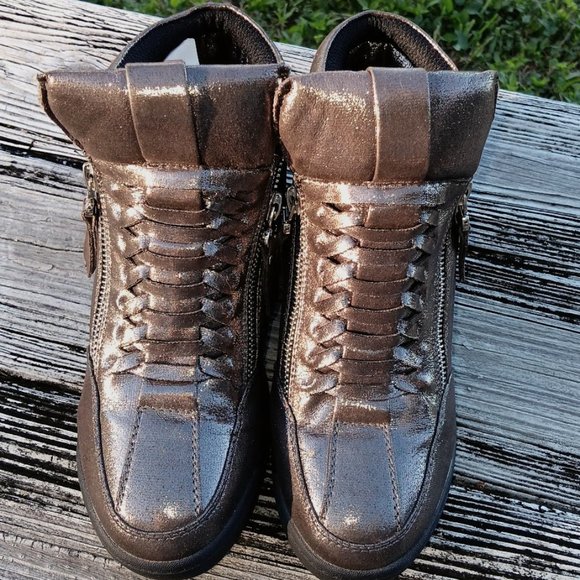 Forever Young Shoes - Forever Copper/Grey Metallic Wedge Sneakers in Size 8 ½ - Brand New